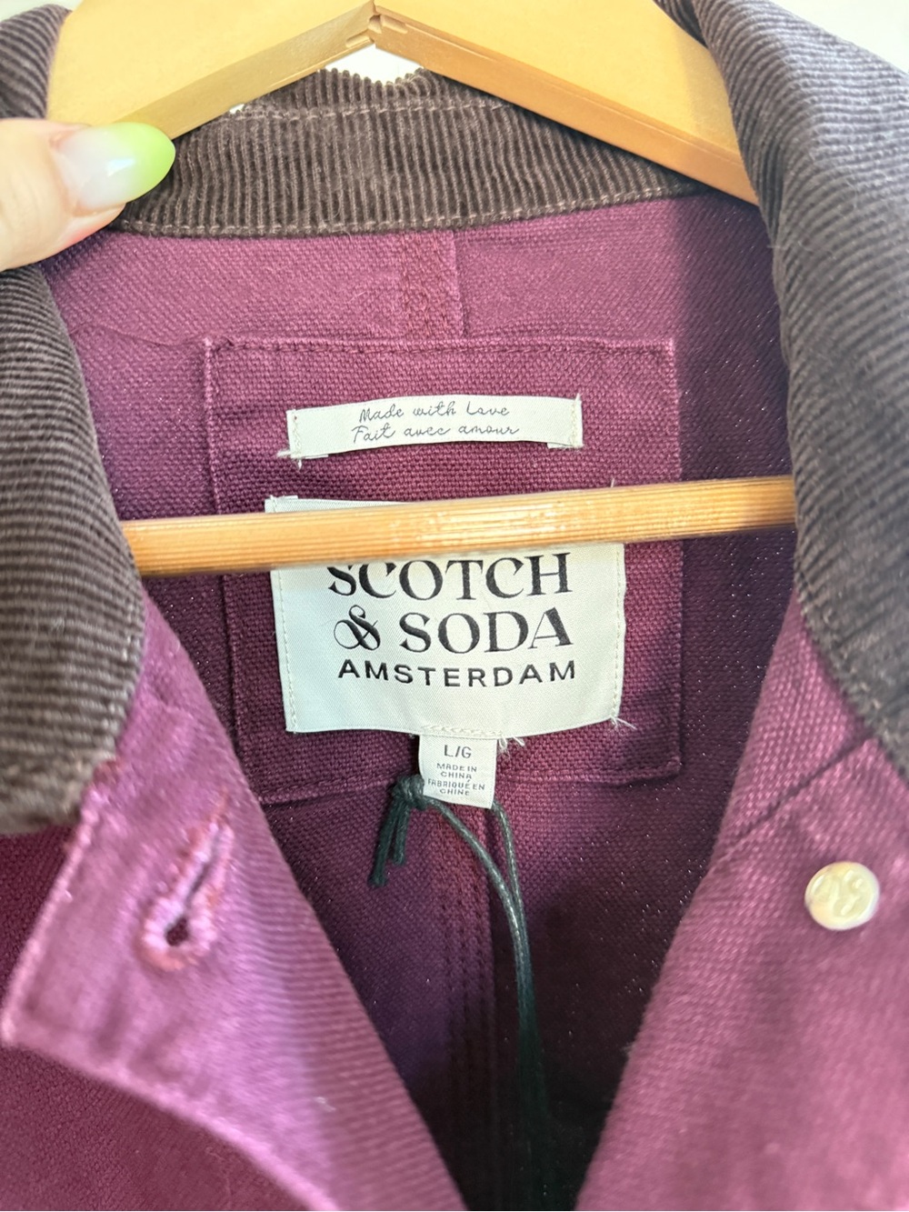 Scotch & Soda Plum Utility Burgundy Jacket with Dark Corduroy Collar - Picture 4 of 4